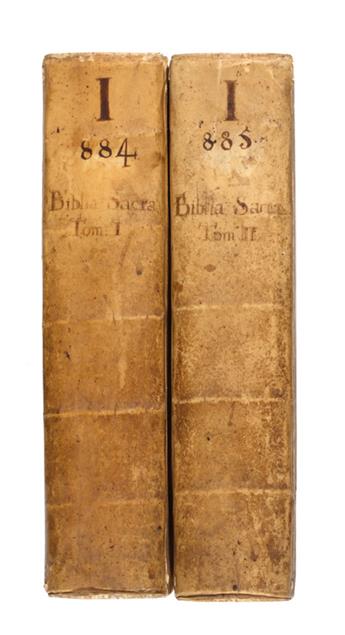 BIBLE IN LATIN.  Sacra Biblia Vulgatae editionis.  2 vols.  1609.  Vol. 1 lacks 4 preliminary leaves.
